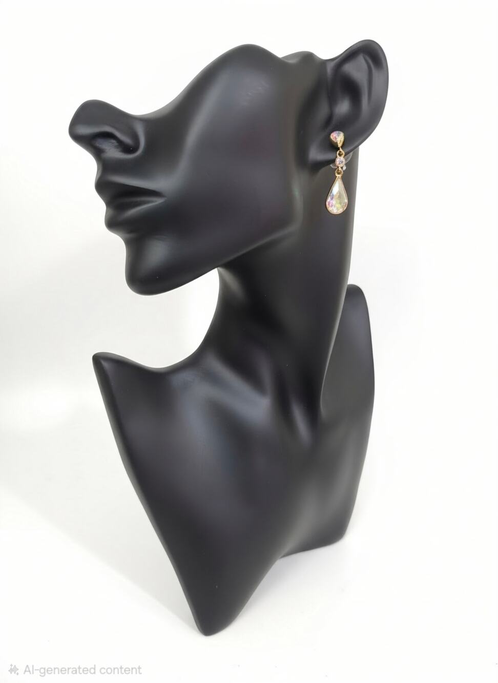 Vintage GIVENCHY Aurora Borealis AB Crystal Teardrop Dangle Earrings Gold Tone